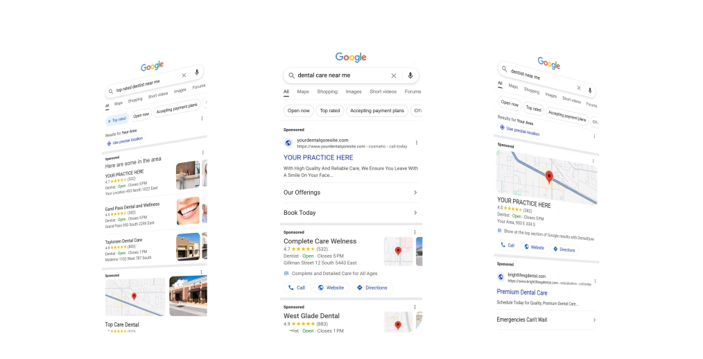 SEO results showing - your practice here -